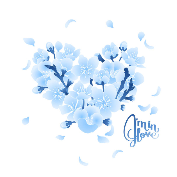 Coração com design de flor de cereja
 - Vetor, Imagem