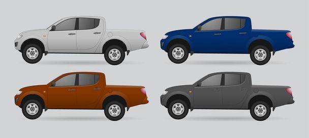 Sada různých barevných auta, realistické modely - Vektor, obrázek