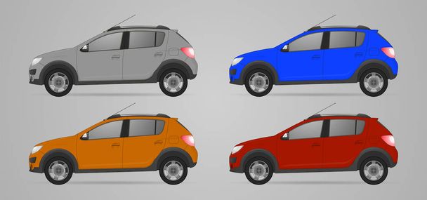 Conjunto de carro de cor diferente, modelos de carro realista
 - Vetor, Imagem
