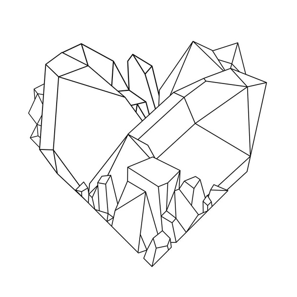 Grafische kristallen hart - Vector, afbeelding