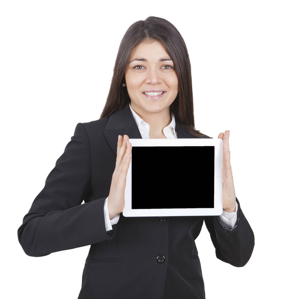 businesswoman showing tablet - Фото, изображение