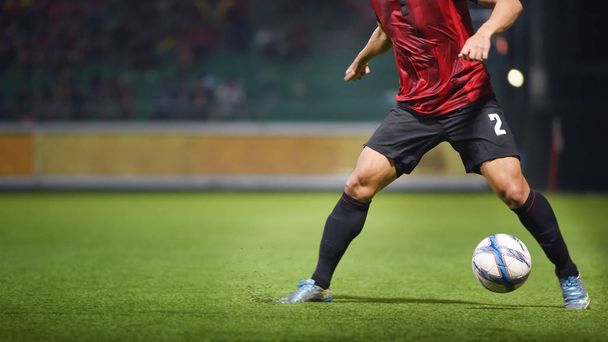 Player legs of soccer sport with ball - Photo, Image
