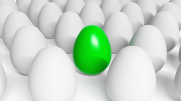 Uovo di Pasqua verde tra le uova bianche
 - Foto, immagini