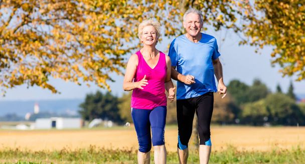 Hombre y mujer mayores haciendo ejercicios de fitness
 - Foto, imagen