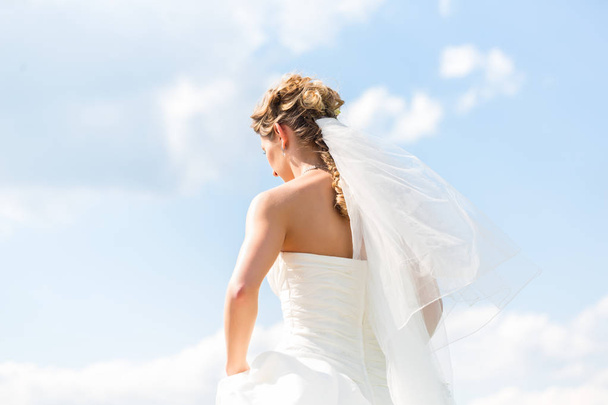 Vestido de novia con velo nupcial
 - Foto, Imagen