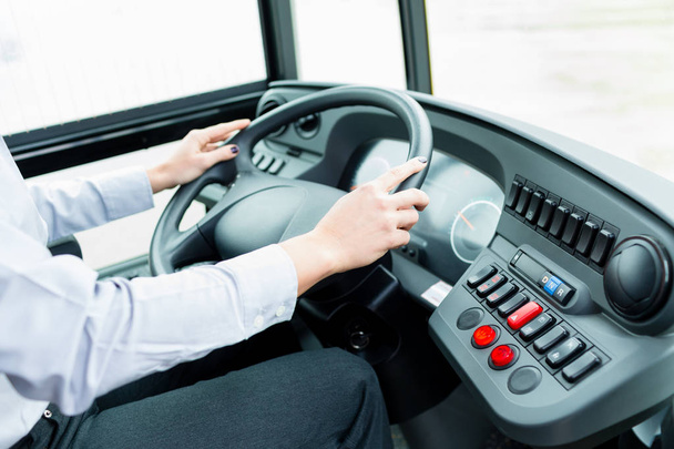 Bus driver in cockpit  - Photo, Image