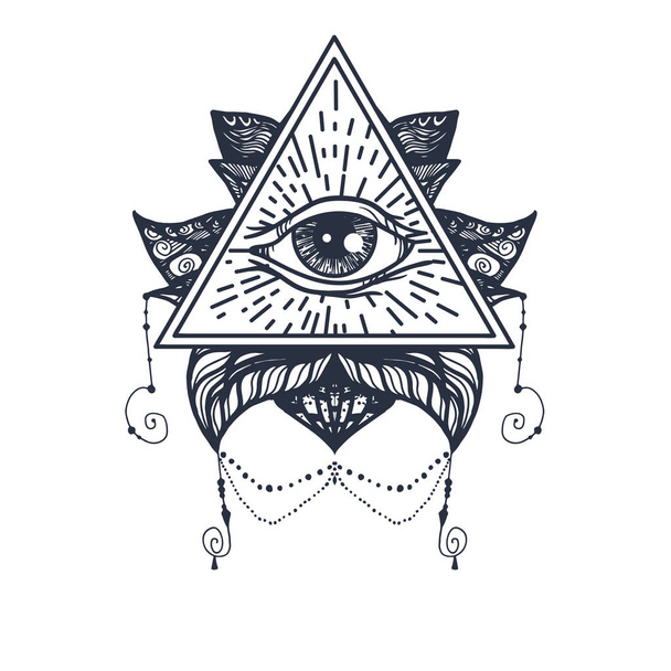 Очі на Lotus татуювання - Вектор, зображення