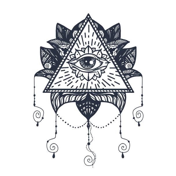 Μάτι στο Lotus τατουάζ - Διάνυσμα, εικόνα