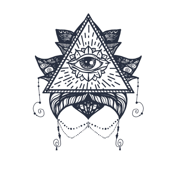Oko na tatuaż Lotus - Wektor, obraz