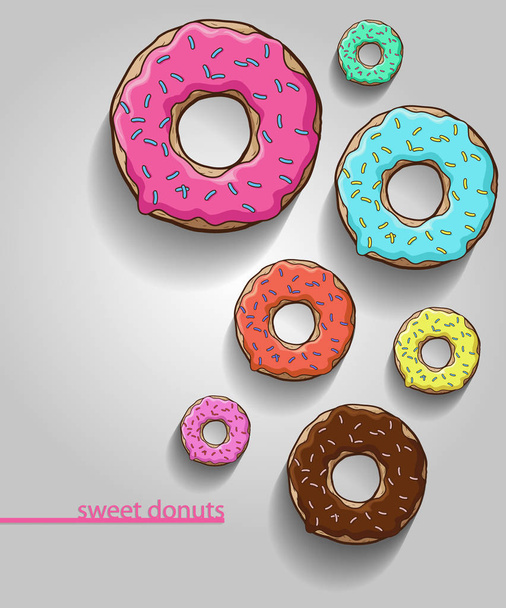 donuts instellen. donuts met schaduw. gekleurde glazuur - Vector, afbeelding