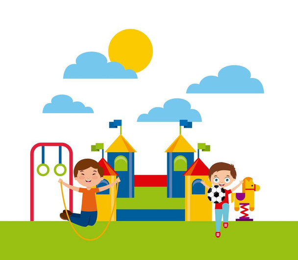 happy kids playing - Vector, Image