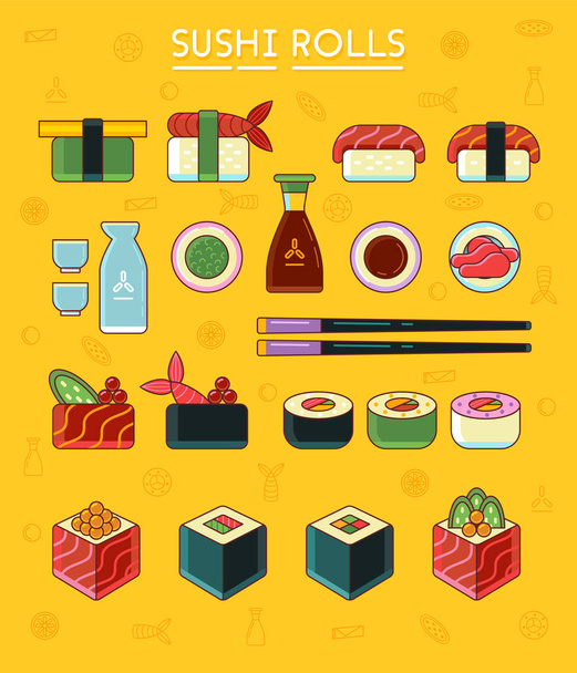 Sushi e rolos definir ícone
 - Vetor, Imagem
