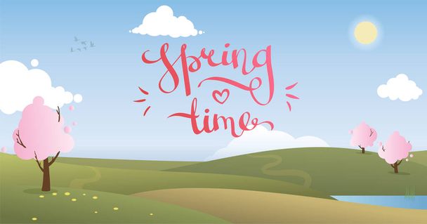 spring landscape vector background - Vector, Image