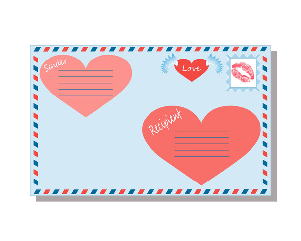 envelope with love declarations on a white background, - Вектор,изображение