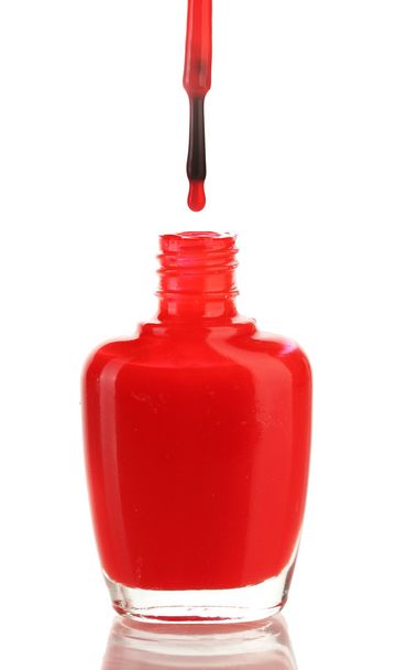 red nail polish isolated on white - Foto, Imagen