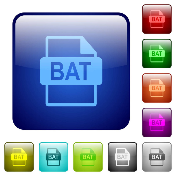 Bat pliku format koloru kwadratowe przyciski - Wektor, obraz