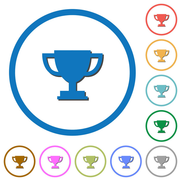 Trophy cup icons with shadows and outlines - ベクター画像