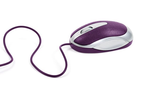 Ratón púrpura aislado sobre un fondo blanco
 - Foto, imagen