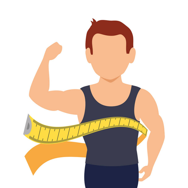 body male with tape measure - Vector, Image