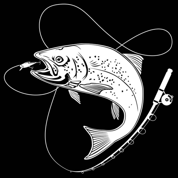 Forellen Logo schwarz - Vektor, Bild