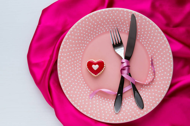Table setting for Valentines Day. - Photo, Image