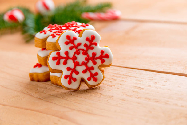 Homemade  snowflake Christmas cookies. - Foto, afbeelding