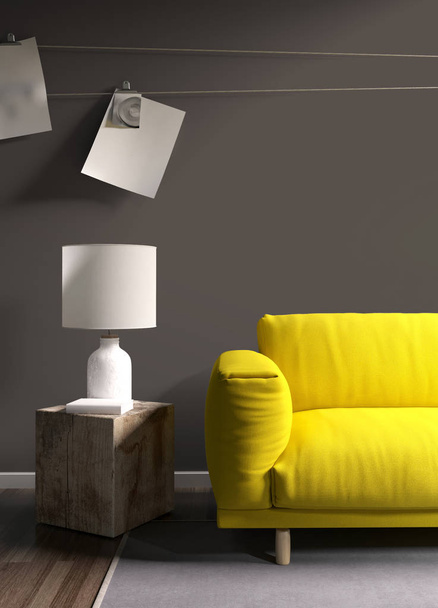 Modern bright interior . 3D rendering - Foto, Imagen