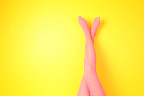 Female legs in pink stockings  - Zdjęcie, obraz