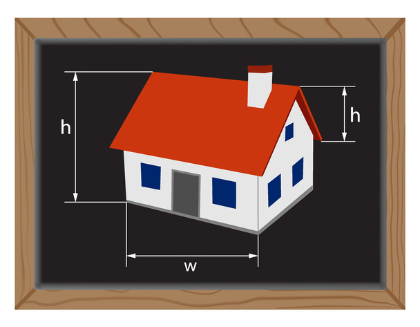 Дошка з будинком і розмірами
 - Вектор, зображення
