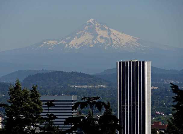 Mt. Hood from the Japanese Garden in Portland - Photo, Image