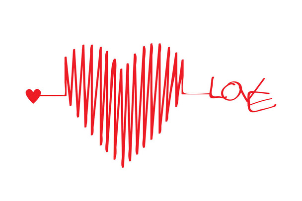 Ikona červeného srdce se znaménkem srdeční rytmus - Vektor, obrázek