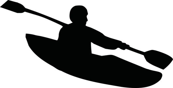 Kayaking silhouette vector - Вектор,изображение