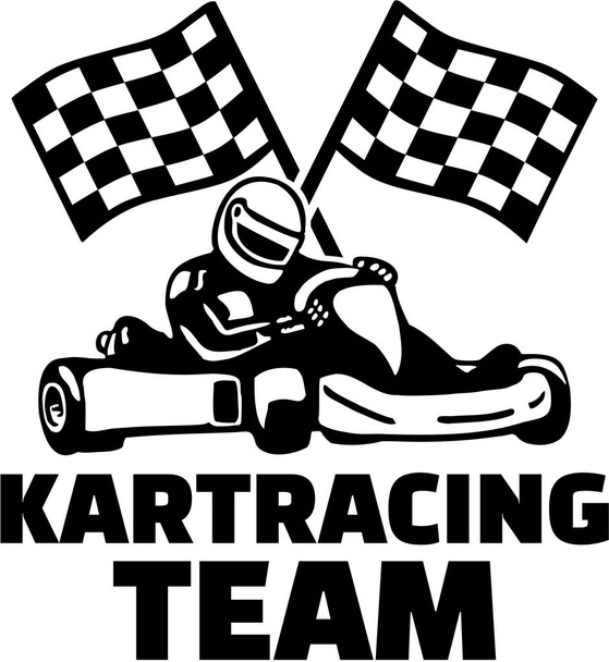 Kartracing équipe avec des drapeaux de but
 - Vecteur, image