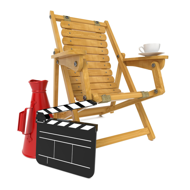 Cadeira do diretor com Clap Board e Megaphone
. - Foto, Imagem