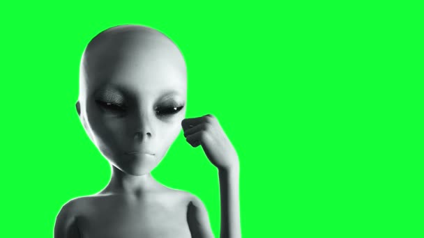 Alien show middle finger, fuck you. Smile. Green screen 4k footage. - 映像、動画