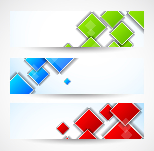 Set of banners with squares - Vector, Image