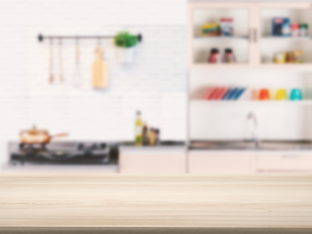 деревянная столешница с кухонным фоном
 - Фото, изображение