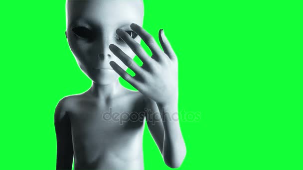 Alien hand reaching out . UFO futuristic concept. Green screen animation. - 映像、動画