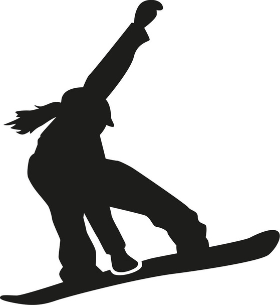 Kadın Snowboard atlama - Vektör, Görsel