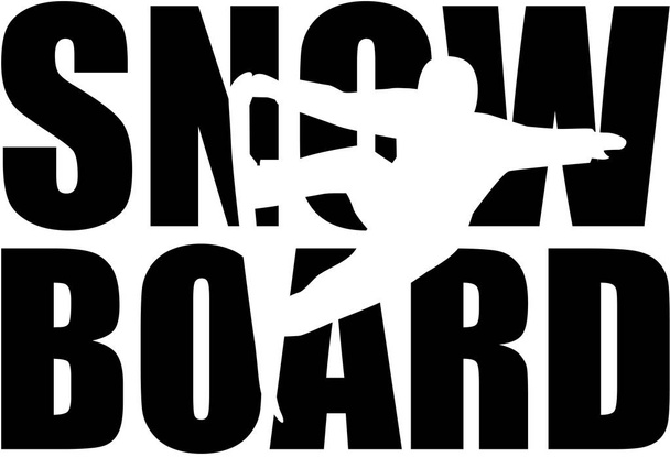 Snowboard woord met uitsparing - Vector, afbeelding