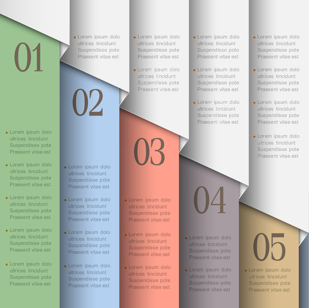 Paper numbered banners in pastel colors - Vetor, Imagem