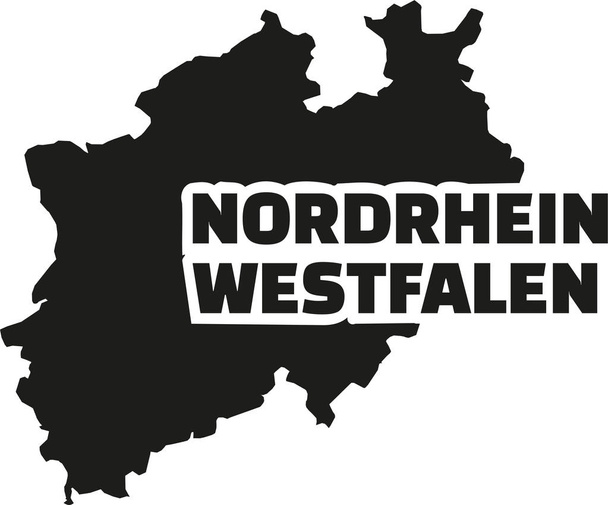 Severní Porýní-Vestfálsko mapa s německým titulem - Vektor, obrázek