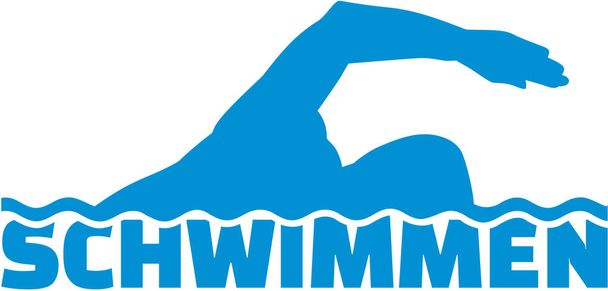 Swimmer with german word - Vector, Image