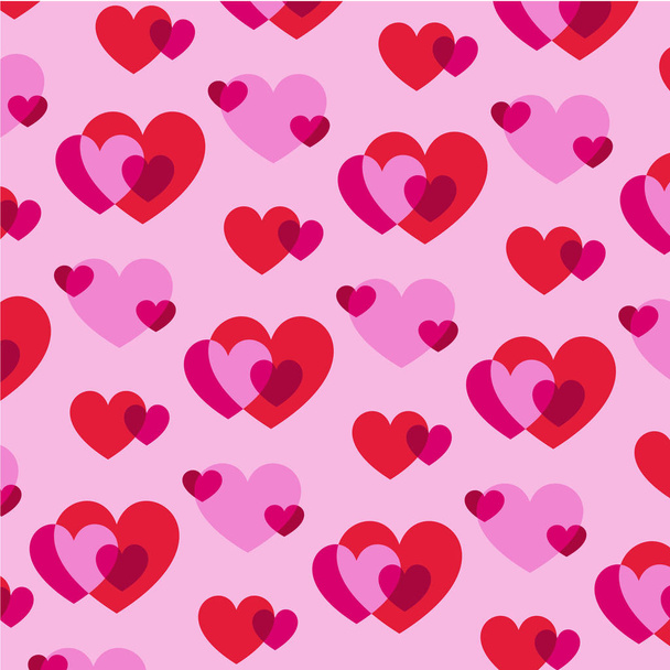 ピンクと赤のバレンタインの心を重複  - ベクター画像