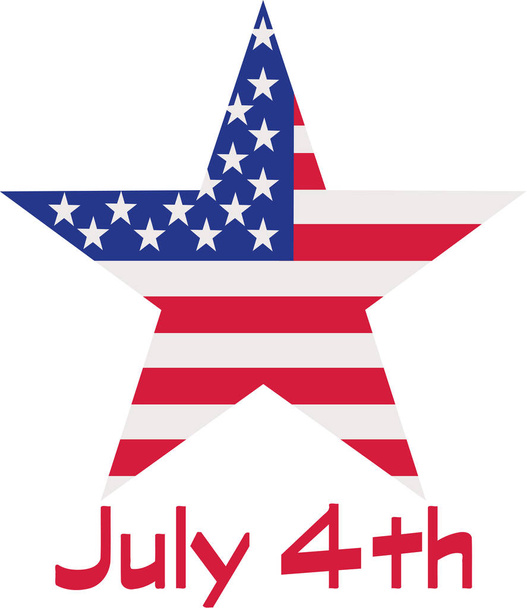 Yıldız ABD bayrağı ile ve 4 Temmuz - Vektör, Görsel