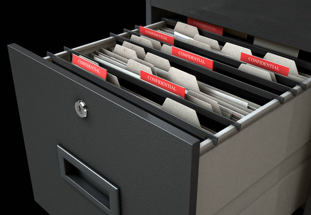 Cajón del gabinete de archivo abierto confidencial
 - Foto, imagen