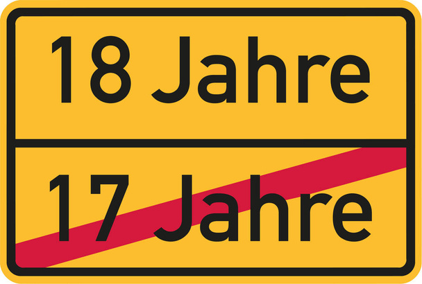 18e verjaardag - bord Duits - Vector, afbeelding