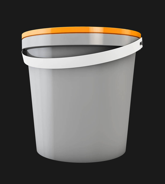 3d Illustration of plastic bucket. Product Packaging For food, foodstuff or paints - Foto, imagen