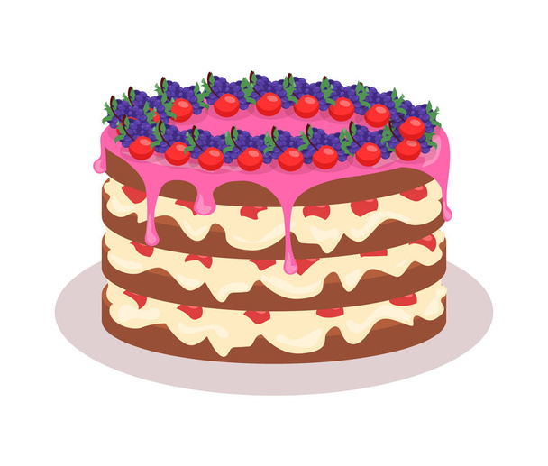 Bon Appetit. Festive Cake Web Banner. Chocolate - Вектор, зображення