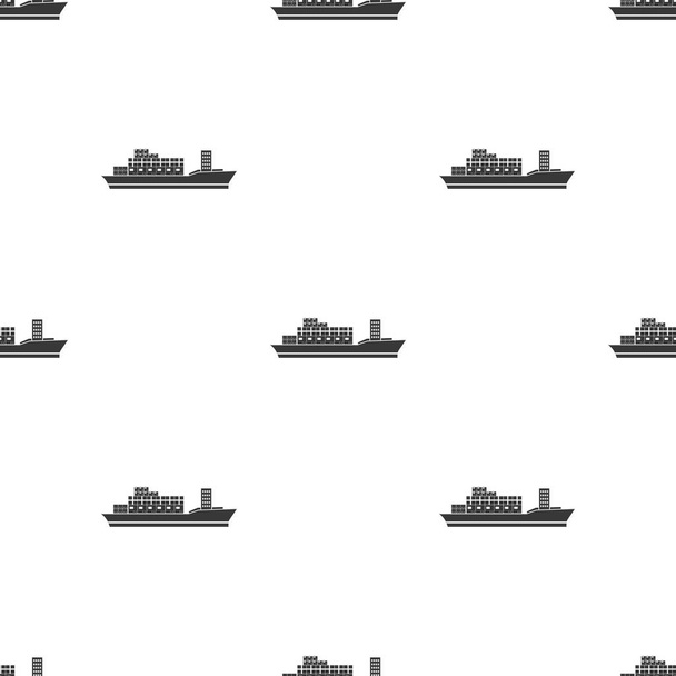 Cargo ship icon in black style isolated on white background. Logistic pattern stock vector illustration. - Вектор,изображение